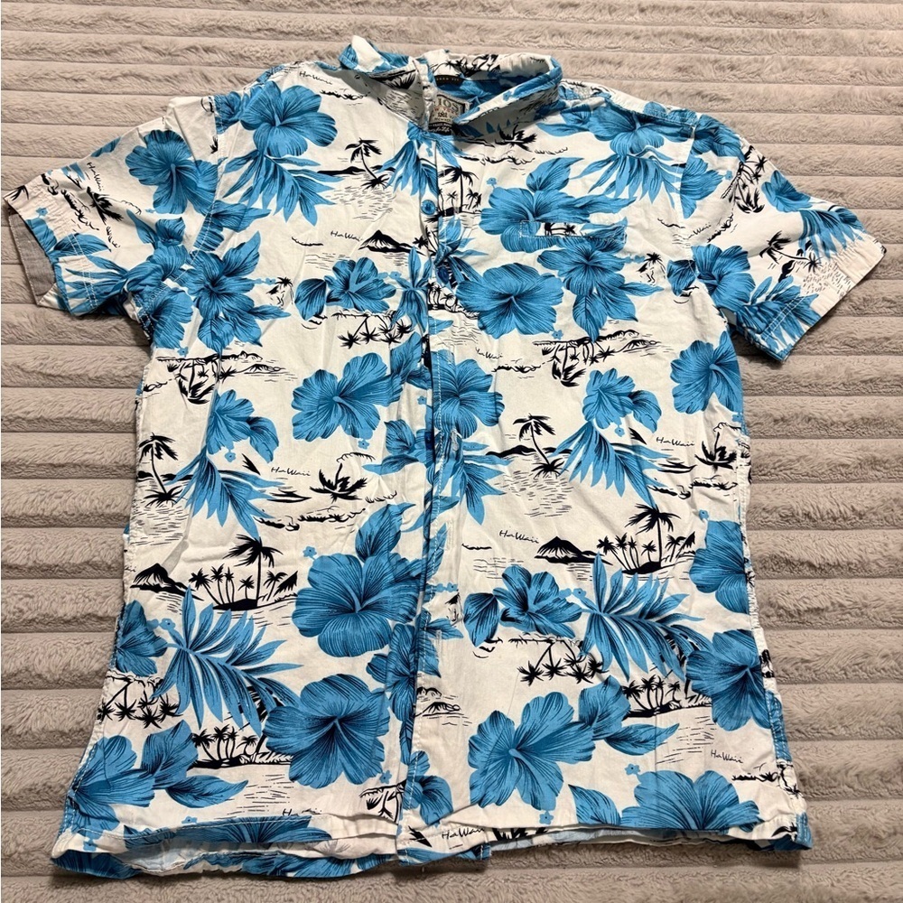 🌺 XIOS New York Hawaiian Shirt | Men’s Size M | Blue Floral | - Picture 2 of 3